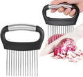 JAYVAR Large Onion Holder for Slicing, 304 Stainless Steel Large Onion Cutter Vegetable Chopper,Tomato Slicer for Potato, Practical Meat Tenderizer Tool, Kitchen Food Slicer Guide for Neat Slicing