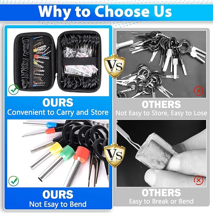 Kikerike Terminal Removal Tool Kit 139 Pcs Depinning Tool Electrical Connector Pin Removal Tool Kit Pin Extractor Tool Set Wire Terminal Release Tool for Automotive Car Household Devices