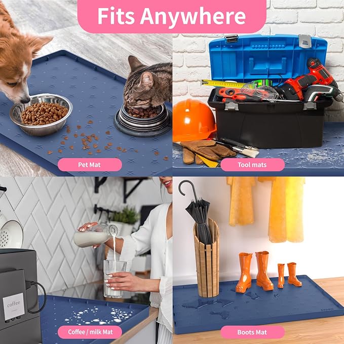Sdpeia Under Sink Mat 31"×22" Waterproof Silicone Cabinet Liner & Sink Protector for Kitchen & Bathroom, Multi-Purpose Organizers Tray for Pets, Laundry, Cat Litter Mat