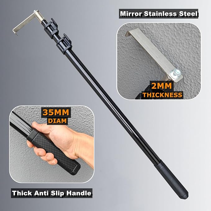 Truck Bed Cargo Grabber Reach Retriever Tool, New Upgraded Extendable Pull Push Pole with Hooks, Used for Pickup Truck, SUV, Trailers, RVs (Aluminum Alloy)