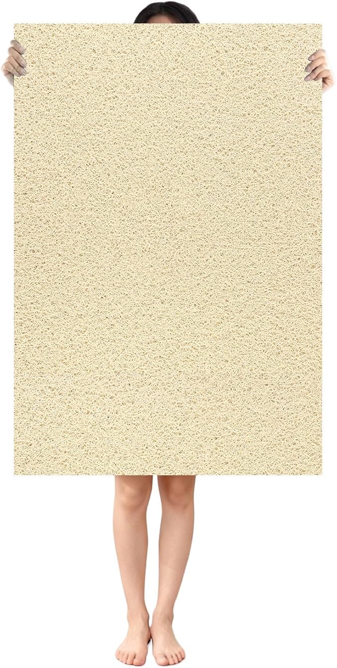 Shower Mat Non Slip: 36 x 24 Inch Extra Large Shower Mats for Inside Shower with Drain Hole - Soft PVC Loofah Anti Slip Shower Stall Mat for Walk-in Shower and Bathroom, Quick Drying