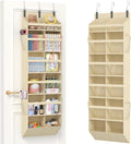 Lifewit 1 Pack Over the Door Organizer, 12 Section Clear Window Hanging Storage with 4 Side Pockets, Sturdy Anti Tilt 40 lbs Load Behind Door for Closet, Bedroom, Bathroom, Nursery, Dorm, Beige