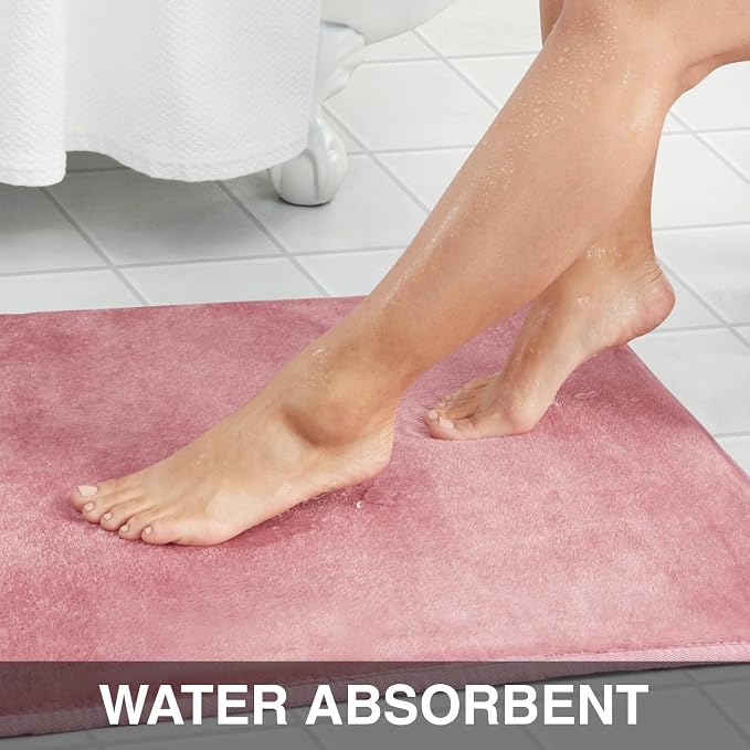 Memory Foam Bath Mat Non Slip Absorbent Super Cozy Velvet Bathroom Rug Carpet (60 inches X 17 inches, Mauve)