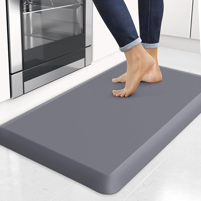 4/5 Inch Thick Kitchen Mats for Floor, StepRite Kitchen Rug for Standing Desk, Non-Slip, Thicker, Stain & Water Resistant, Comfort Anti Fatigue Floor Mat for Home, Kitchen, Office - Grey,32 * 20''