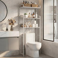 Over The Toilet Storage Cabinet, 3-Tier Bathroom Organizers and Storage with Hooks, Freestanding Shelf Toilet Rack, Small Bathroom Laundry Space Saver with Towel Rack & Toilet Paper Holder(White)