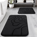 YIHOUSE Memory Foam Bathroom Rugs Sets 2 Piece - Extra Thick Ultra Soft Absorbent Bath Mat Set, Non-Slip Machine Washable Bath Rugs for Bathroom, Tub & Shower, Home Decor (32"x20"+24"x17", Black)