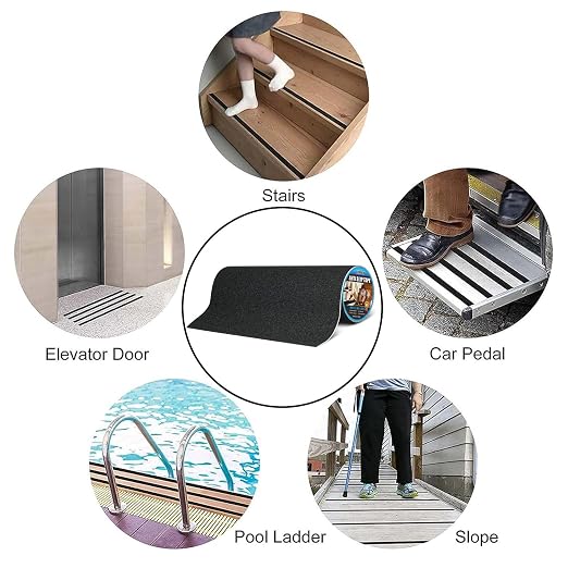 16in x 33Ft Anti Slip Tape,80 Grit Black Heavy Duty Anti Slip Safety Grip Tape, Waterproof, for Stairs Outdoor/Indoor,High Traction Stairs Non Skid Treads