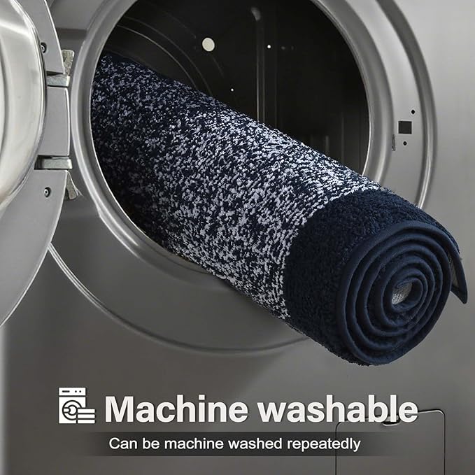 Bathroom Rugs 24x17 Non Slip Washable, Dark Blue Bath Mat for Bathroom Floor Tub, Soft Absorbent Quick Dry Mats for Shower, Bathtub,Home Decor