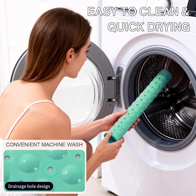 Anti-Slip Bathtub Shower mat, 21×21（ 53×53cm） inch Soft Oversized Machine Washable Non-Slip Bathtub mat with Drainage Holes, Bathroom Floor Suction Cup.（1-Turquoise Green）