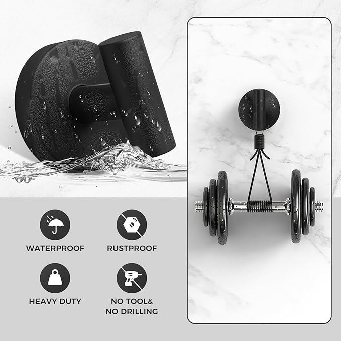 Shower Hooks for Inside Shower,No-Drill Removable&Reusable Towel Hooks for Bathroom,Heavy Duty Suction Cup Hooks for Glass Window,2 Packs(Black)