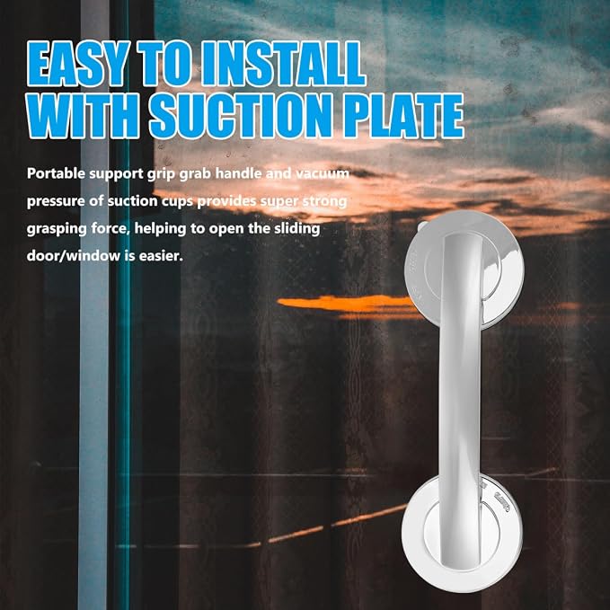 Amosfun Suction Grab Bar for Bathtubs and Showers Bathroom Bath Handrails Easy Install Suction Cup Door Handle 7.71 x 2.36 x 1.96 Inch