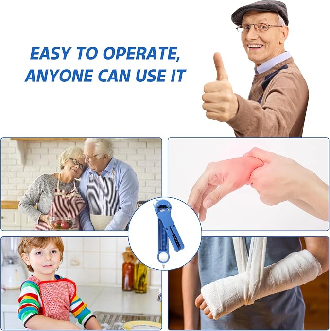 Jar Opener for Seniors with Arthritis, 7 in 1 Bottle Opener and Wine Corkscrew, Easy Grip Kitchen Gadget for Weak Hands Elderly, Retractable Jaw Lid Opener with Magnetic Storage (Blue)