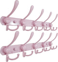 Dseap Coat Rack Wall Mounted - 5 Tri Hooks, Heavy Duty, Stainless Steel, Metal Coat Hook Rail for Coat Hat Towel Purse Robes Mudroom Bathroom Entryway (Pink, Pack of 2)