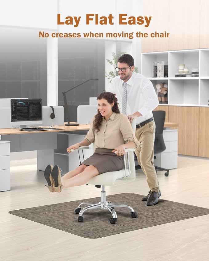 Blvornl Office Chair Mat for Hardwood Floor, 45"*53.1" Desk Computer Chair Mat for Hard Wood, Large Anti-Slip Hard Floor Protector Rolling Chair Mat, PVC Mat Desk Rug for Office and Home Dark Brown