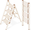4 Step Ladder, Aluminum Folding Step Stool with Anti-Slip Sturdy and Wide Pedal, Lightweight Portable Stepladder for Home and Kitchen Use Space Saving, 330 lbs, Chocolate White