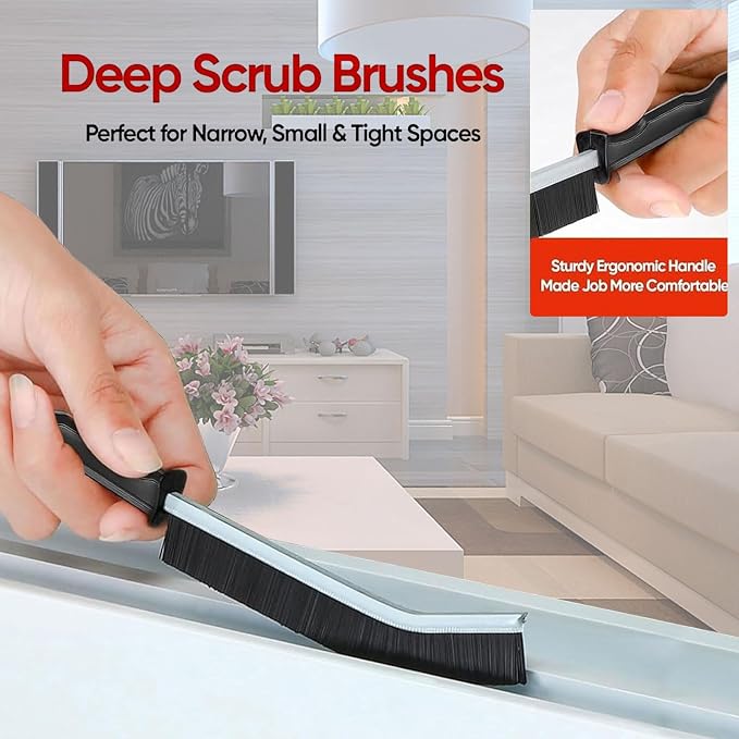 Crevice Cleaning Brush,6Pack Small Cleaning Brushes Grout Cleaner Brush Toilet Brush Scrub Brush for Shower Tile Skinny Gap Cleaning Tools for Household Use Bathroom (black-6pcs)
