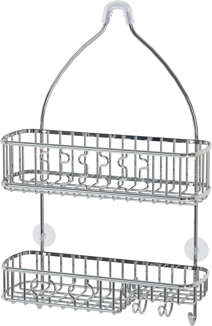 Simple Houseware Bathroom Hanging Shower Head Caddy Organizer, Chrome (26 x 16 x 5.5 inches)