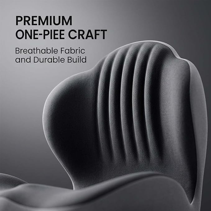 SakerPlus Ergonomic Seat Cushion Ergonomic Memory Foam Seat Cushion, L-Shaped Office Chair Cushion & Car Seat Cushion for Long Sitting, Lower Back Support Pillow for Office, Home, Driving (Black)