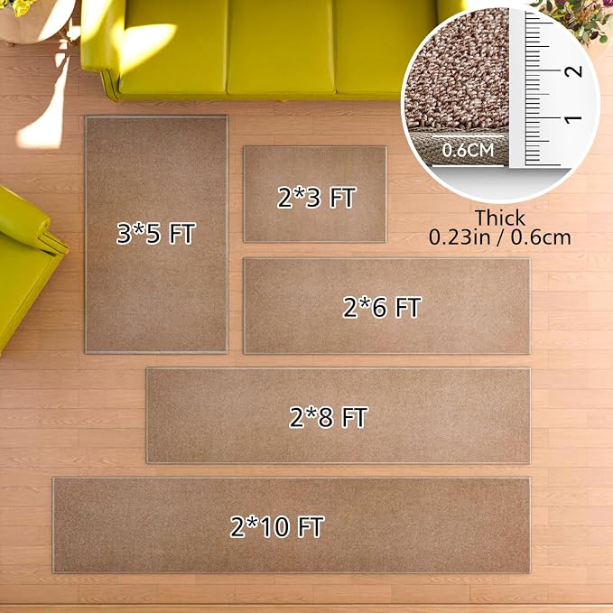 AREDO Door mat with Non Slip Rubber Backing, Washable Soft Floor Carpet for Kitchen, Hallway, Entryway Indoor, Bedroom, Laundry, Low Pile Area Rugs, Solid Color with Pointillism Style, 2 * 3 ft Brown