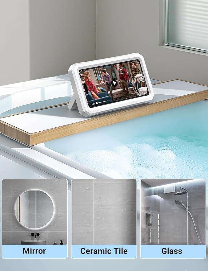 Shower Phone Holder Waterproof【480° Rotatable】Bathroom Cell Phone Holder,Retractable Adjustable Shower Phone Case Holder Mount Stand for Bathroom Wall Phone Mount Stand Waterproof for 4~6.8" Phones