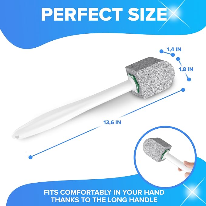 DISIWENE Pumice Cleaning Stone with Handle Toilet Bowl Cleaner Hard Water Ring Remover for Bath/Pool/Kitchen/Household Cleaning (5, 5 Pack with Twist-Off Handle)