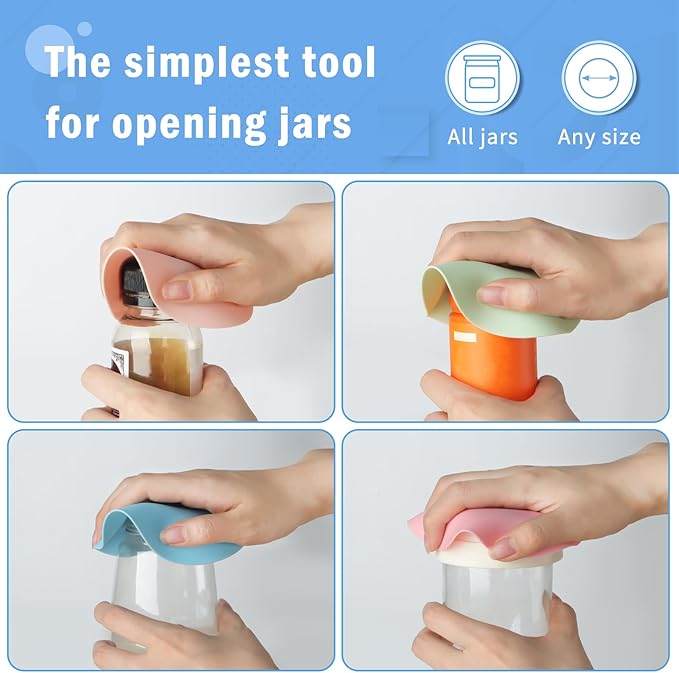 Aixoom Rubber Jar Opener Pads Set of 4, Round Heat-insulated Non-Slip Gripper Pads for Jars, Kitchen Tool for Easy Opening (Circle, Light Color)