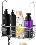 SHANSHUI Shower Hanging Caddy, Bathroom Shower Organizer Basket, Shampoo Bracket, Over Door Showers Rack with Hooks, 304 Stainless Steel Rustproof
