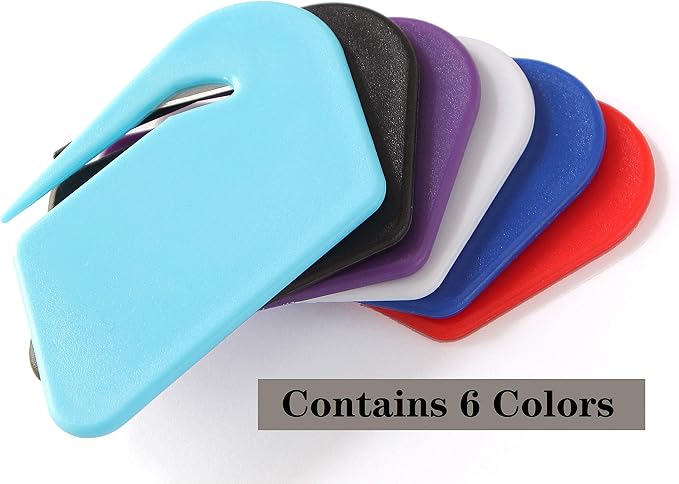 Letter Opener Envelope Slitter,6 Pack, Mail Openers Plastic Razor Blade,Envelope Cutter,Letter Opener for Women,Men,Office(red/white/dark blue/black/purple/sky blue)