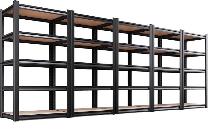 5-Pack Garage Shelving for Multi-Room Home Storage & Organization, 71"H x 32"W x 14"D 5-Tier Adjustable Metal Storage Rack for Tools, Household Items, Garage, Workshop,Pantry&Basement Storage