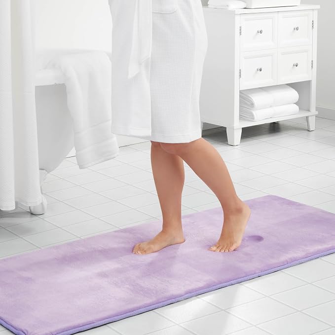 Memory Foam Bath Mat Non Slip Absorbent Super Cozy Velvet Bathroom Rug Carpet (72 inches X 24 inches, Lavender)