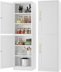 Tall Narrow Slim Metal Storage Cabinet with Lock and 5 Adjustable Shelves,Steel File Cabinets,Kitchen Pantry Cabinet Locker Organizer - 67" Storage Cabinets for Bathroom,Bedroom,Office