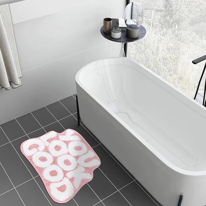 You Look Good Bath Mat Cute Bathroom Rugs, Pink Kitchen Rugs Door Mats Soft & Absorbent Plush Coral Fabric, Cool Funny Indoor Welcome Mats Home Carpets Non-Slip Washable 25”x21”