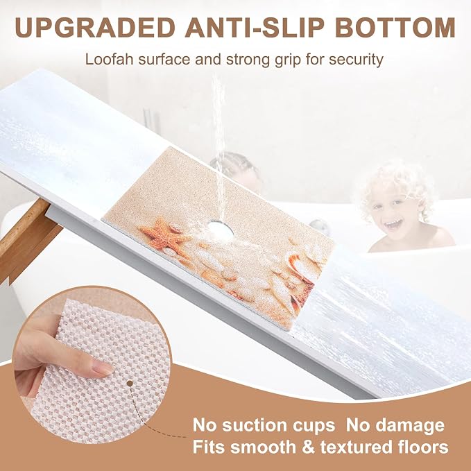 Square Shower Mat Non Slip: 27x27 Inch Extra Large Shower Mats with Drain Hole in Middle -Anti Slip Shower Mats for Inside Shower -Loofah Shower Floor Mat Bath Mat for Shower Stall Bathtub Elderly