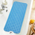 Extra Long Bathtub Mat Non Slip, Clear Blue Soft Bath Mat for Tub 40 x 16 Inch Full Size, Bath Tub Shower Mats for Bathroom Floor, Big Suction Cups and Drain Holes, Easy Washable, BPA Free