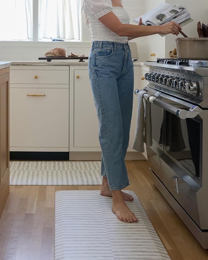 House of Noa Nama Standing Mat – Anti-Fatigue Kitchen Mats for Floor, Cushioned & Non-Slip Kitchen Comfort Mat for Standing, Thick Foam Anti-Fatigue Mat for Kitchen & Workspaces, Reese Bark 22" x 54"