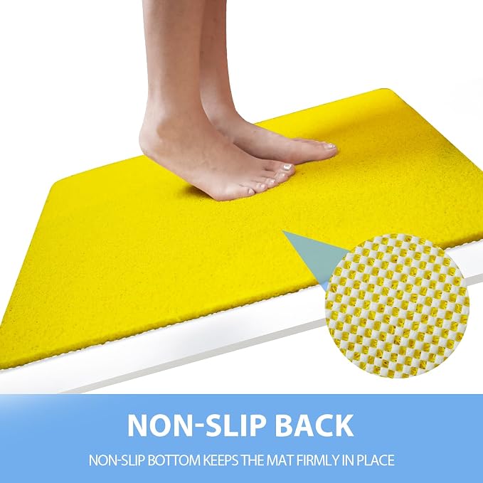 Hargiis Non-Slip Bathtub Mat, 2 Pack Anti Slip Shower Mat, Fast Drying Bathtub Mats, Foot Scrubber Mat, Anti Slip Mat for Tub, Floor, Bathroom, Kitchen, Home, Hotel (Yellow 24"×16"+24"×16")