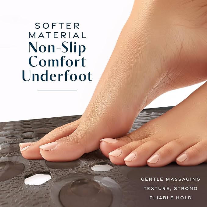 SlipX Solutions Power Grip Bathtub Safety Mat | Precision Grip Technology for Longer, Stronger, & Softer Wet Surface Protection | Clear Bronze 39"x16"