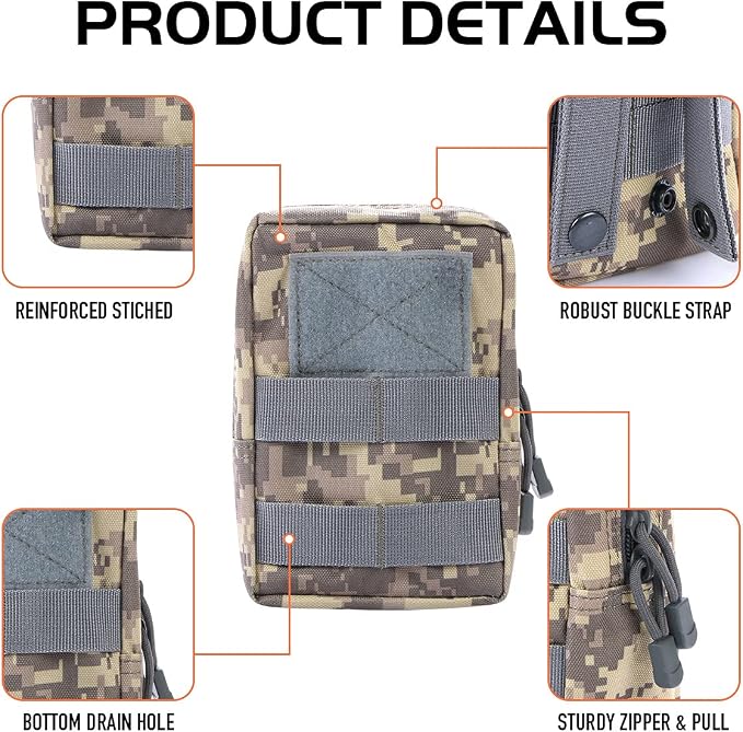 4-Pack Molle Pouch Tactical Molle Pouches Compact Utility EDC Waist Bag Pack