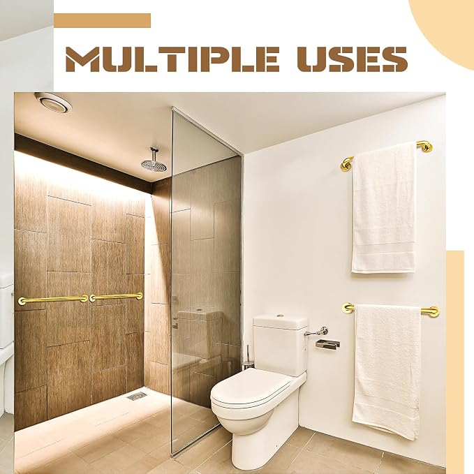 Tatuo 4 Pack Showers Grab Bars for Bathtubs 304 Stainless Steel Bathroom Safety Handrails Anti Slip Handles Grab Bars for Elderly, Senior, Pregnant (Gold,16 Inch)