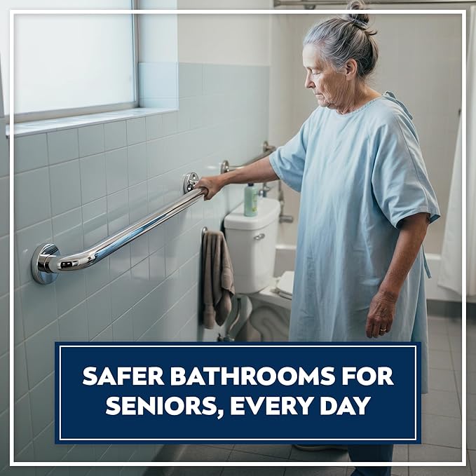 Shower Grab Bars 4 Pack – Complete Bathroom Safety Starter Bundle for Seniors – 16", 18", 24", 32" Lengths, 1.25" Diameter, 500 lb Rated – All-in-One Grab Bar Shower Safety Solution – Polished Chrome