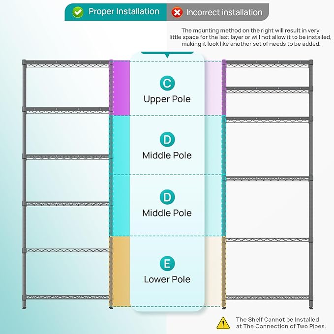 SINGAYE Shelf Wire Shelving Adjustable Storage Shelves Rack Standing Units for Kitchen Closet Laundry Bathroom Organizers Metal Pantry Narrow Mesh Gaps 14" D x 24" W x 72" H Grey