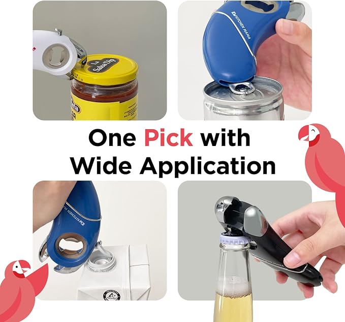 Kitchen Mama Epic One Multifunction Opener: Magnetic Bottle Opener, Beer Soda Opener, Effortless Jar Lid Opener for Seniors and Elderly with weak Hands and Arthritis, Essential Kitchen Gadget (Teal)