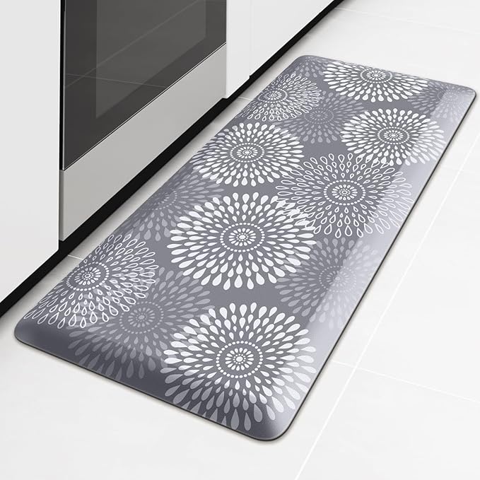 LuxStep Kitchen Mat Waterproof Kitchen Rugs for Floor Cushioned Anti-Fatigue Mat Non-Slip Standing Desk Mat Comfort Floor Mats for House Sink Office 17.3" x 39"-4/5 Inch Grey