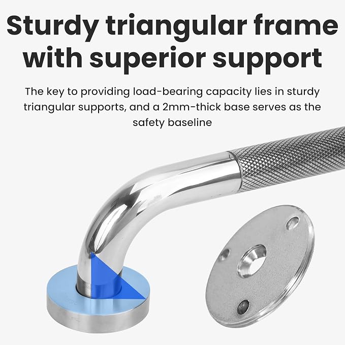 MrHAND Premium Heavy-Duty Build Grab Bar 2 Pack, 18 Inch Universal Stainless Steel Shower Grab Bars for Seniors, Wall Mounted Handicap Safety Bar with Balanced Anti-Slip Support, Easy Installation