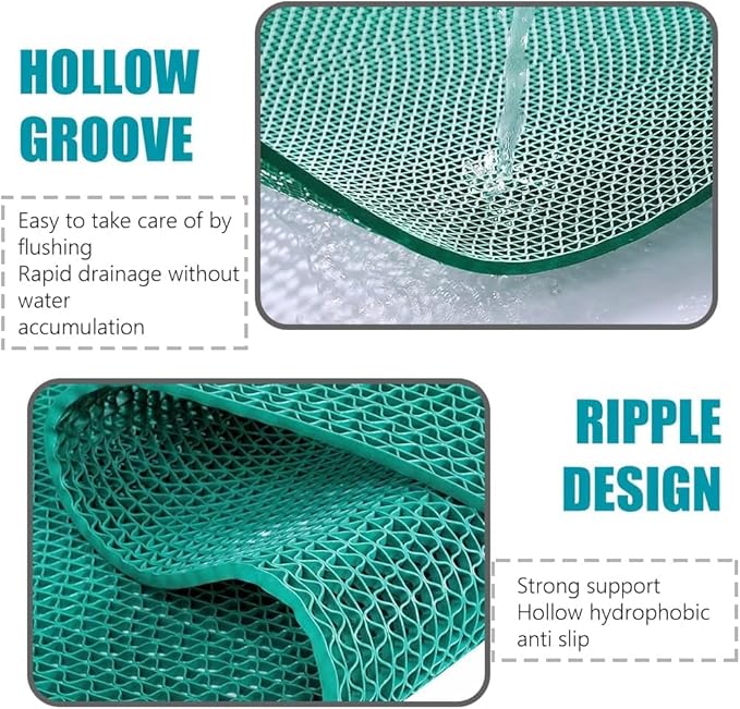 Anti Slip Drainage Mat, 1FT x 47FT Non Slip PVC Commercial Hollow Floor Rug Bathroom Shower Heavy Duty Rubber Matting for Indoor Outdoor Pool Restaurant Sauna Room, Green