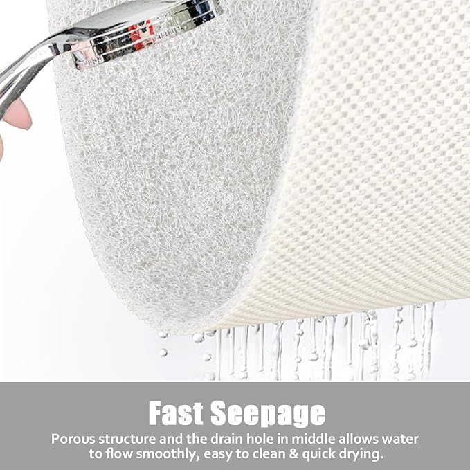 ZOESOE Shower Mat Non Slip: 24x36 Inch Large Shower Mats for Inside Shower with Drain Hole in Center, Super Soft PVC Loofah Massage Shower Stall Mat, Anti Slip Shower Floor Mat, Quick Drying