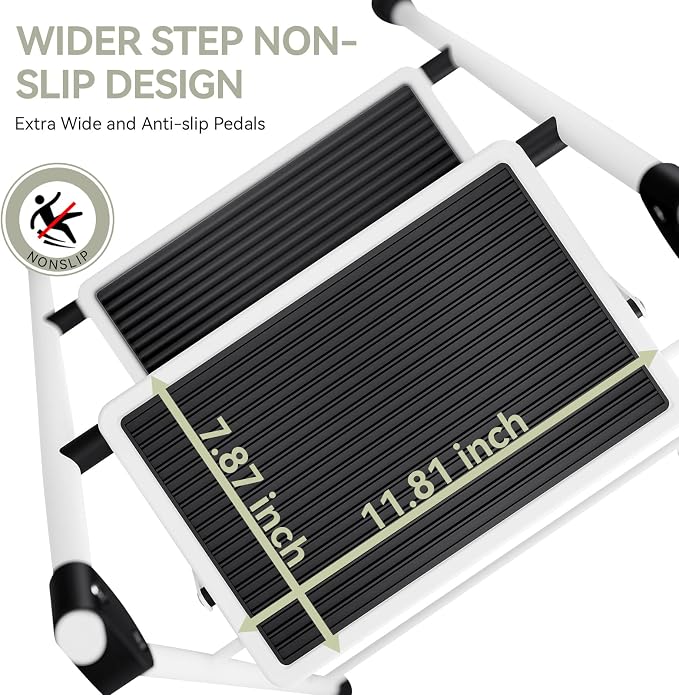 Step Ladder, Folding Step Stool with Wide Anti-Slip Pedal, Sturdy Steel Ladder, Convenient Handrail, Lightweight, Portable Steel Step Stool