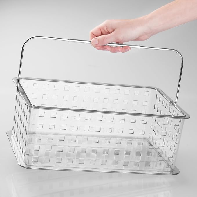 iDesign Large Stackable Shower Caddy Basket for Bathroom or College Dorm, Clear, Made in USA