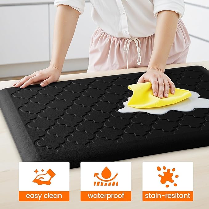 TranquilRelax 4/5 Inch Thick Anti-Fatigue Kitchen Mat Water Resistant Non-Slip Kitchen Floor Mat Ergonomic Comfort Standing Mat for Home Kitchen Office Laundry 17.3"x 28" Black