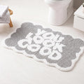 Scalloped Grey Bath Rug, You Look Good Cute Bathroom Rug, Soft Absorbent Quick Dry Bath Mat, TPR Non Slip Backing, Microfiber Mat for Shower Tub Sink Vanity 20" x 31.5"